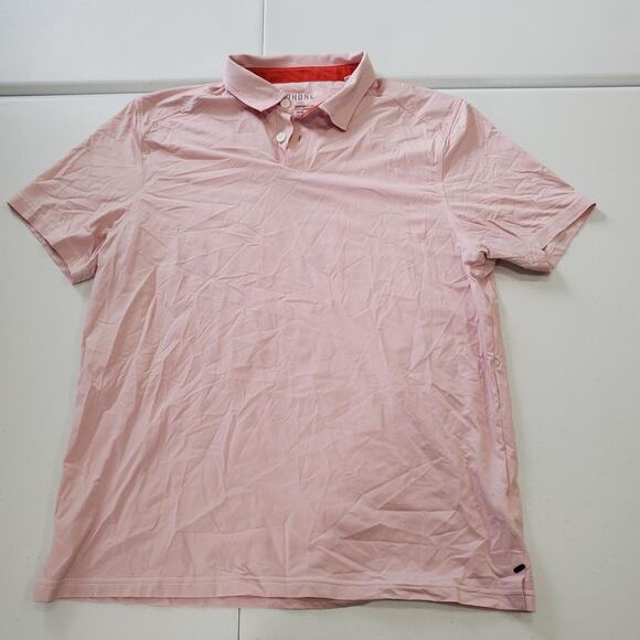 Rhone Polo Shirt Mens Medium Pink Style 101132 Performance Stretch Athletic Golf - Picture 1 of 8